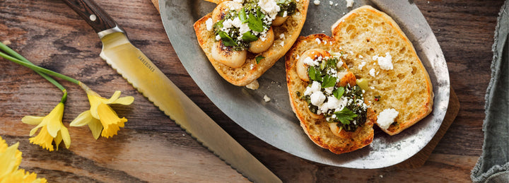 Scallop Rolls with Lemon Pesto and Feta