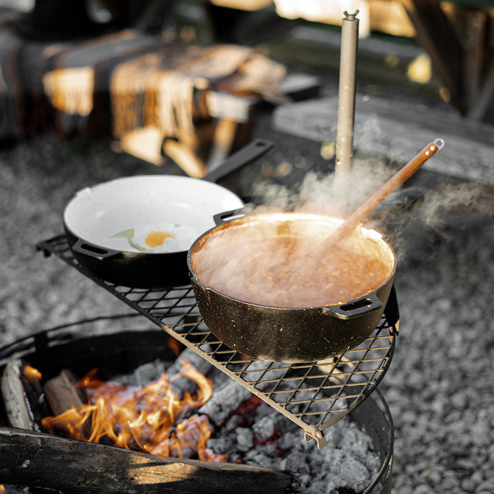 enamel-lined-pot over open fire