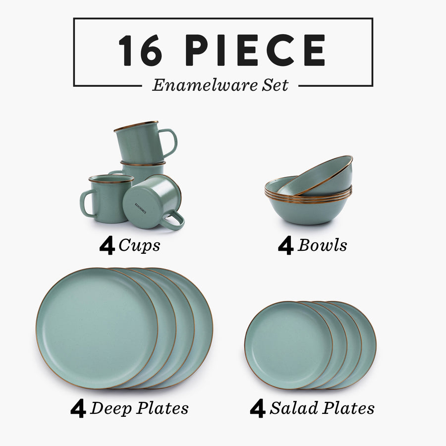 Enamel Dining Set - 16pc