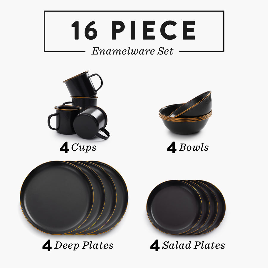 Enamel Dining Set - 16pc