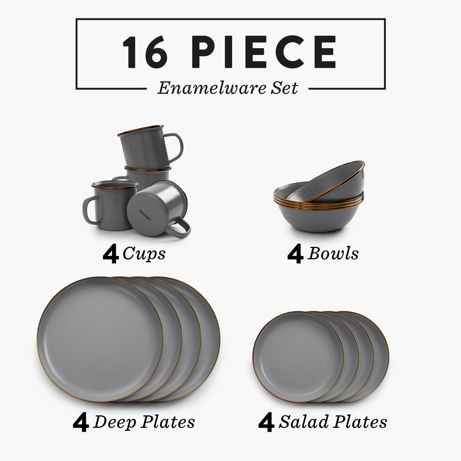 Enamel Dining Set - 16pc